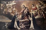 Santa Canvas Paintings - Virgen del Rosario Santo Domingo y Santa Catalina de Siena